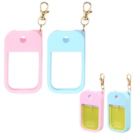 KYRGEU Hand Sanitizer Spray Case Compatible with Touchland Power Mist 1 oz – Silicone Case with Keychain for Touch Land Mist 1 fl oz（30 ml）, Hand Sanitizer Accessory for 1 fl oz (Pink+Blue, 2 Pack)