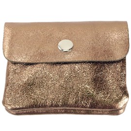 modamoda de - P09 - Italian Leather Women's Purse, Small, Antique gold metallic
