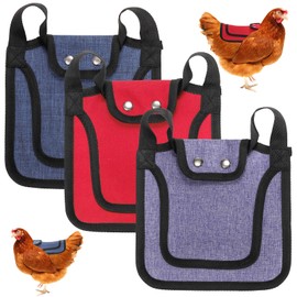 Noamus 3 Pack Premium Chicken Saddles with Adjustable Strap, Outdoor Hen Saddle Sweater Clothes, Poultry Saver Apron Accessories, Birds Feather Protector Equipment for Back and Sides(3 Colors)