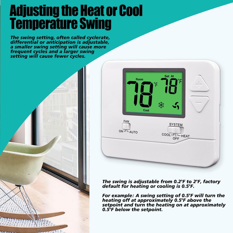 Suuwer Non-Programmable Thermostat for House, Digital Energy-Saving Home Thermostats, up