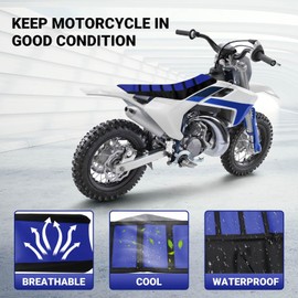 AICARS Universal Dirt Bike Seat Cover Faux Leather Soft Racing Motorcycle Seat Cover (Black&Blue)