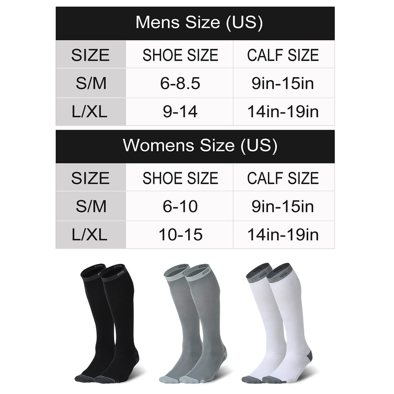 CelerSport 3 Pairs Compression Socks for Men and Women Running
