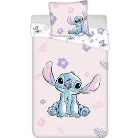 Stitch Pink Duvet Cover 100% Cotton Reversible Duvet Cover 140 x 200 cm + Pillowcase 65 x 65 cm