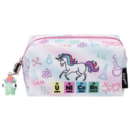 FRINGOO® Large Square Pencil Case Stationery Pouch With Eye Popper Zip Puller (Unicorn Chemistry) …