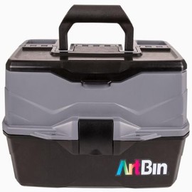 ArtBin 3-Tray Art Supply Box Versatile Organizer for Brushes, Paints, Stamps, and More - Durable Hard Plastic, Secure Closure, Portable with Top Trays and Dividers