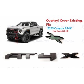 GMC 1PC Matte Black Front Grill AT4X OVERLAY Emblems 2023-2024 Canyon AT4X