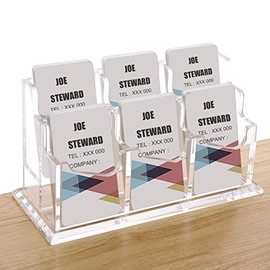Acrylic Business Card Holder for Desk, Vertical Clear Business Name Card Display Stand, Desk Accessory Business Name Card Organizer (Vertical, 6-Slot)