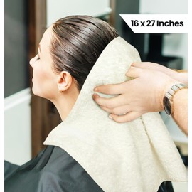 Utopia Towels Cotton Bleach Proof Salon Towels (16x27 inches) - Bleach Safe Gym Hand Towel (24 Pack, Ivory)