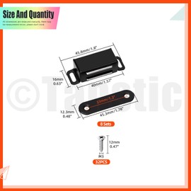 Tanstic Cabinet Magnetic Catch Magnetic Cabinet Door Catch Magnetic Door Catch Cabinet Door Magnetic Catch for Kitchen Door Closet Drawer (Black, 15lb)
