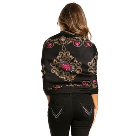 Sakkas Ginata Women's Large Casual Super Soft Embroidery Scarf Shawl Wrap Stole - Style1 - OS