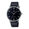 Casio MTP-VT01L-1B2 Men's Minimalistic Black Dial Black Leather Band Analog