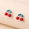 Yienate Trendy Simulation Cherry Dangle Earrings Tiny Red/White Cherry Earrings