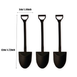 QWloog Magzipo Mini Shovel Shape Spoons,Disposable Plastic Dessert Spoon,Black(100)