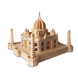 Puzzled 3D Puzzle Taj Mahal Wood Craft Construction Model Kit, Fun Unique & Educational DIY Wooden Toy Assemble Model Unfinished Crafting Hobby Puzzle to Build and Paint for Decoration 176 Pieces Pack
