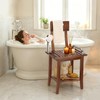 Shower Stool with Shelf and Handrails, Solid Water-Resistant Teak Shower
