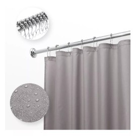 Mebix TRD Cortina De Baño Tela Antihongo 214cm X 183cm Impermeable Color Gris Liso
