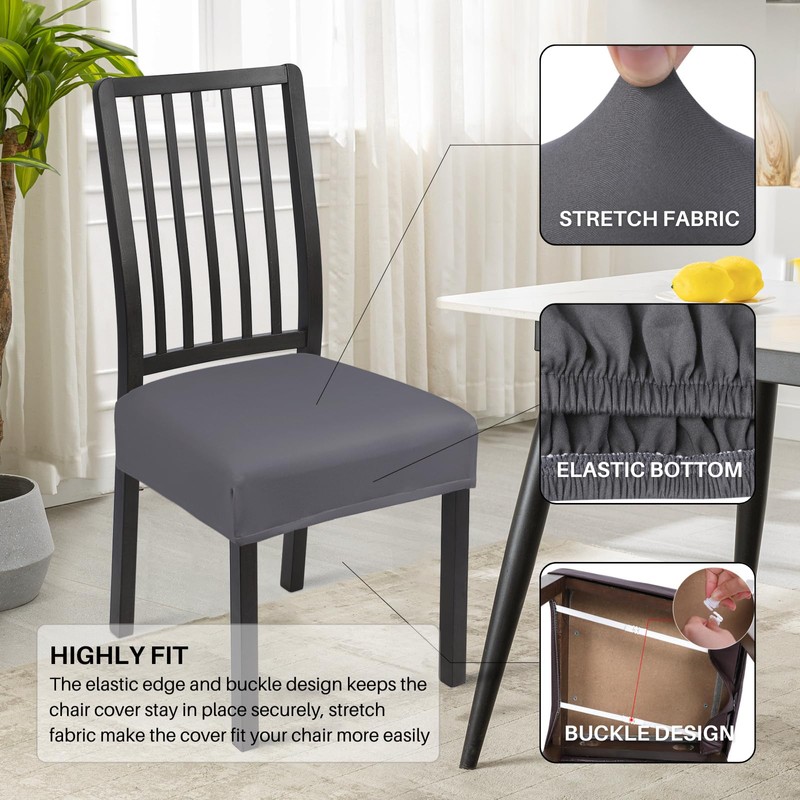 SearchI Stretch Dining Chair Seat Covers Set of 6, Soft