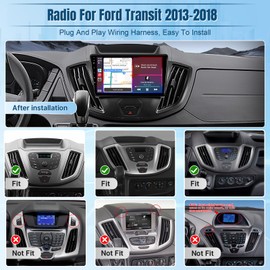 Naifay Android Car Stereo for Ford Transit 2013-2019 with Wireless CarPlay Android Auto, 2+32G 9inch Touchscreen Car Radio for Ford Transit with Bluetooth/FM Audio Receivers/GPS/WiFi/SWC/Split Screen