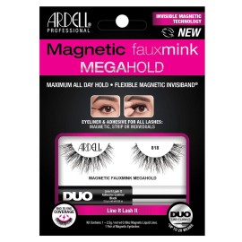Ardell Magnetic Faux Mink No.818 False Eyelashes with MegaHold Liquid Liner Kit