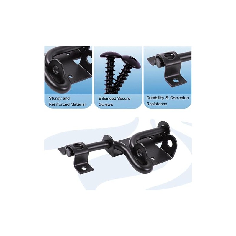 2Packs Heavy-Duty Slide Bolt Gate-Latch - Black Gate Latch