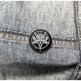 Hail Satan Satanic Pentagram Baphomet Goat Head 666 Demon Devil Wiccan 1.2" Pin