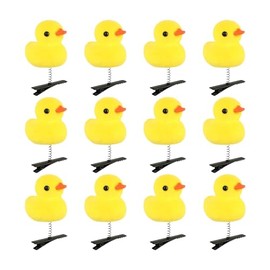Set de 12 Pinzas para Cabello de Pato con Resorte - Broches para Cabello Niña y Mujer, Divertidos Accesorios Moda, Clips y Pasadores Amarillos