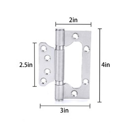 6 Pack Non-Mortise Door Hinges, 4 x 3 inch Stainless Steel Door Hinge, Easy to Install with Mounting Screws,Silver