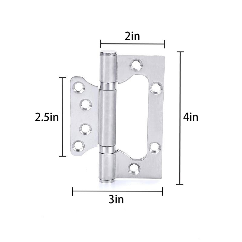 6 Pack Non-Mortise Door Hinges, 4 x 3 inch Stainless