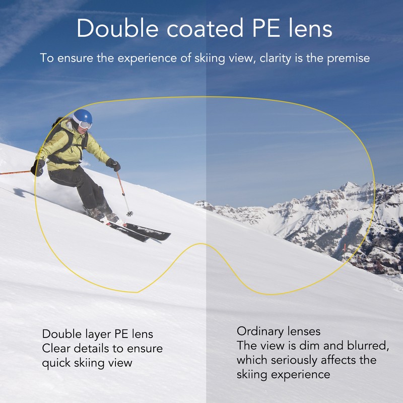 Ski Goggles PE Coated Lens Anti Fog Double Layers Adjustable