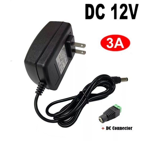 Unbranded DC12V 3A 36W Power Supply Adapter+Free US Plug+DC For