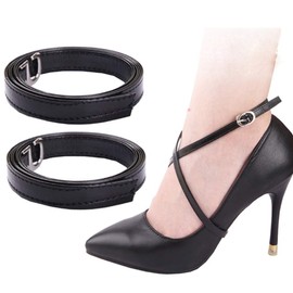 erioctry Women Lady Girl Detachable Anti-slip PU Leather Shoe Straps for Holding Loose High Heel Shoelace Accessories (Black)