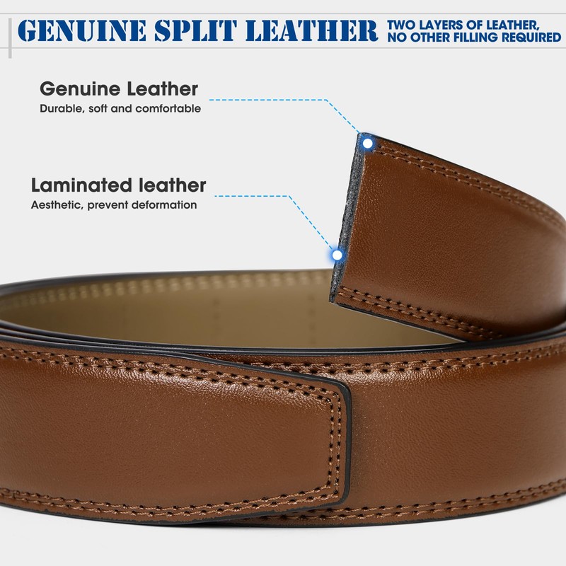 IGOLUMON Men's 2 Piece Leather Belt, Men's Automatic Belt with
