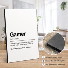 ARTFAVES® Word Explanation Gamer Word Definition Picture as a Gift Sign Wooden Picture with Saying on the Theme Gamer / Player