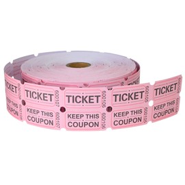 ESSENTIAL 2000 Pink Double Raffle Tickets Rolls Printable for Leisure, Movie Watching, Entertainment