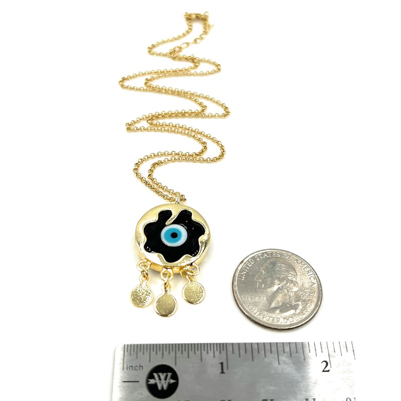 LESLIE BOULES Collar con colgante de oro de ojo malvado