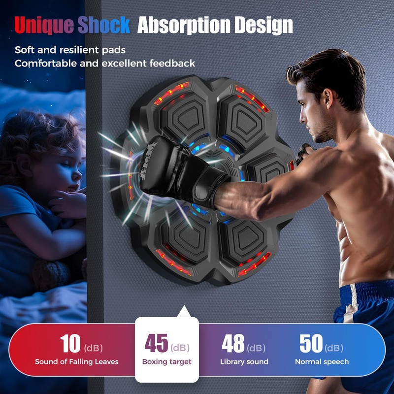 Music Boxing Machine for Adults Kids,Smart Boxing Pad Training Machine,Wall