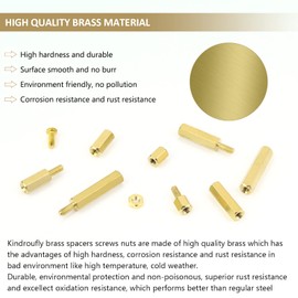 240 Pieces M2.5 Male Female Hex Brass Standoffs Spacers Screws Nuts Kit, Kindroufly Brass Standoffs Assortment Kit for PCB Motherboard