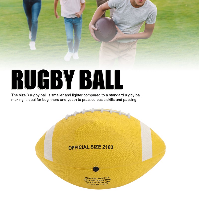 Rugby Ball Professional Size 3 Rubber Lightweight Portable High Elasticity