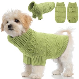 EMUST Dog Sweaters for Medium Dogs, Knit Pet Sweater with Cute Dot Pattern, Warm Dog Sweater for Indoor & Outdoor Activities, Green L