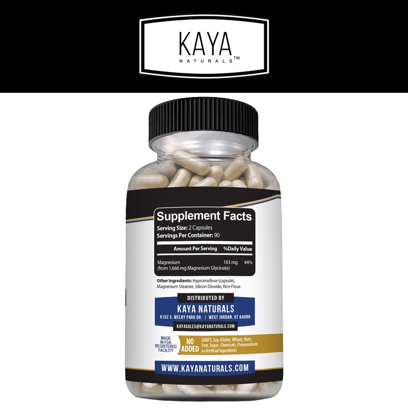Kaya Naturals Cramp-A-Way Magnesium Glycinate 183mg (180 Count (Pack of