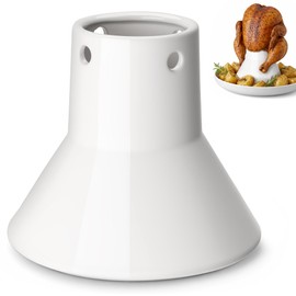 JUMUZHE Ceramic Chicken Roaster Rack, Beer Can Chicken Holder Stand Vertical Poultry BBQ Cooking Accessories for Grill, Oven or Smoker