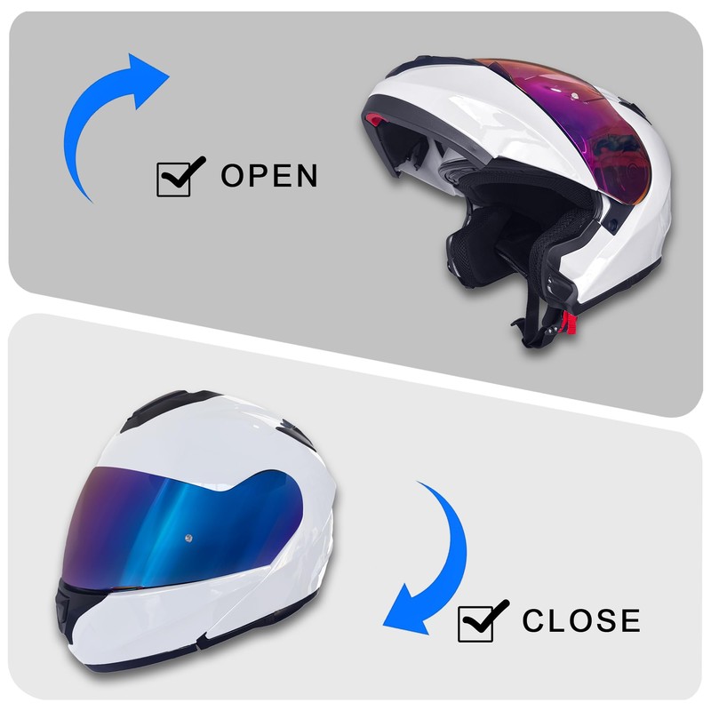 KRN Adult Motorcycle Helmet Modular Flip-up Helmet DOT Approved -