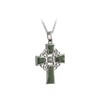 Failte Silver with Marcasite & Connemara Marble Celtic Cross-Irish Made