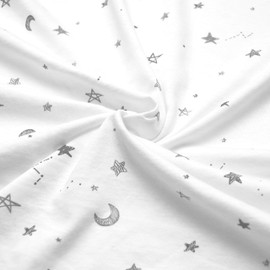 American Baby Company 15" x 33" Fitted Bassinet Sheet, Printed 100% Natural Cotton Jersey Knit, Grey Star and Moon, Soft Breathable, for Boys and Girls