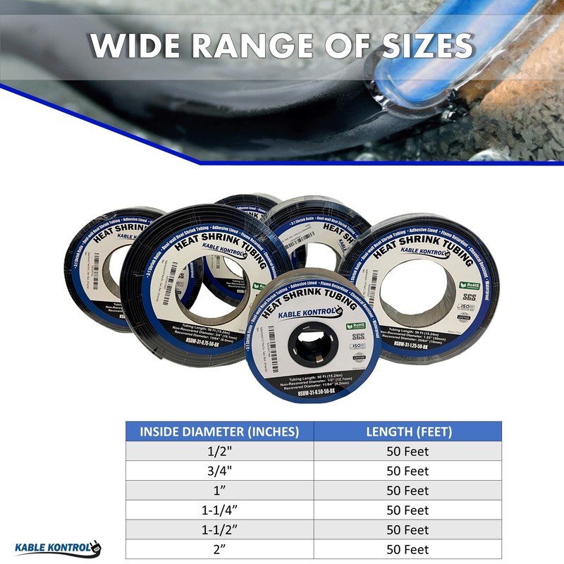Kable Kontrol 1-1/4" Inch Heat Shrink Tubing 3:1 Dual Wall