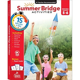 Summer Bridge Activities 5-6 Grade Workbooks, Math, Reading Comprehension, Writing, Science, Social Studies, Summer Learning 6th Grade Workbooks All Subjects With Flash Cards (160 pgs)