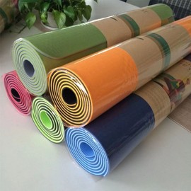 Non-slip 8mm Wide Long TPE Yoga Mat for Beginners, Jump Rope, and Home Use Gray Black - 183*80*0.8cm 2ea