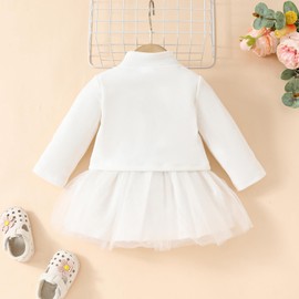 WYTbaby Baby Girl Dress and Cardigan Autumn Baby Dress Set, Floral Print Sleeveless Dresses Outfits for Baby Girls 6 Months - 3 Years, White