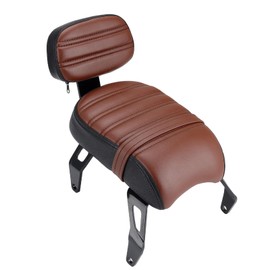 Bravema Passenger Seat Backrest, Detachable Motorcycle Rear Seat, Soft Leather Passenger Seat & Backrest Pad Set Fit for Indian Scout Bobber 2018-2023 Replace OEM Number: 2882853-LNA (Brown)