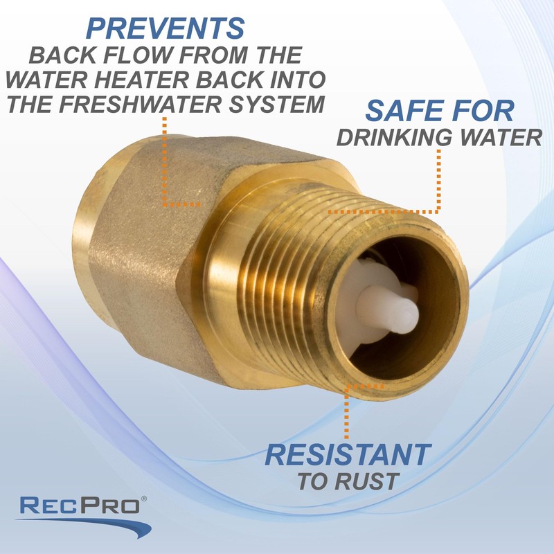 RecPro RV 1/2" Back Flow Preventer with Check Valve